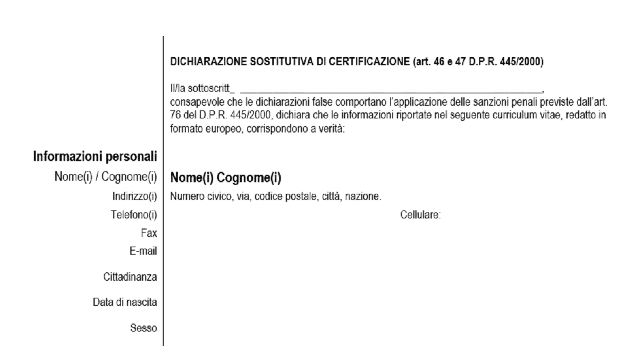 Curriculum vitae autocertificazione 07 picture